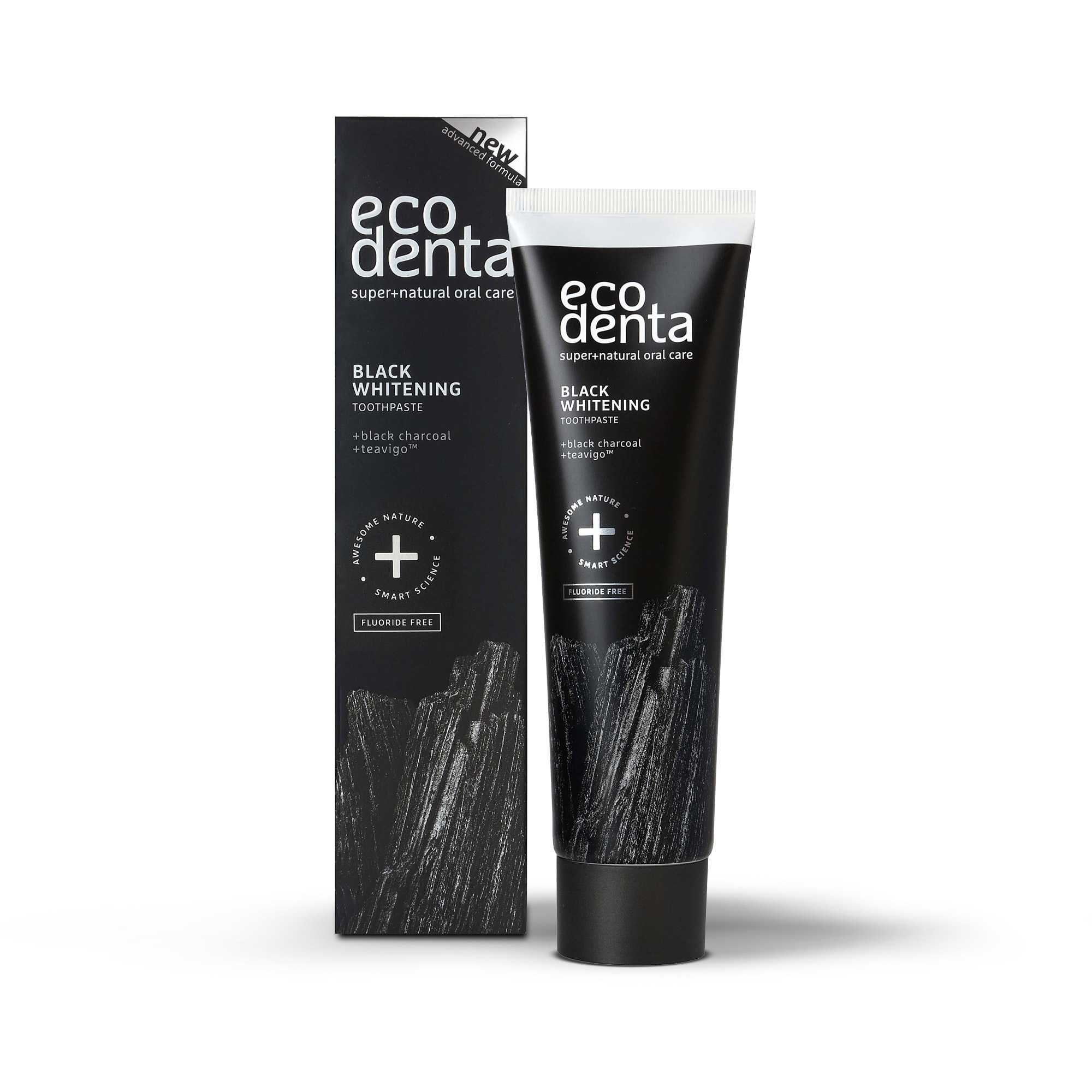 Ecodenta - Černá bělící zubní pasta s černým uhlím a Teavigo 100 ml