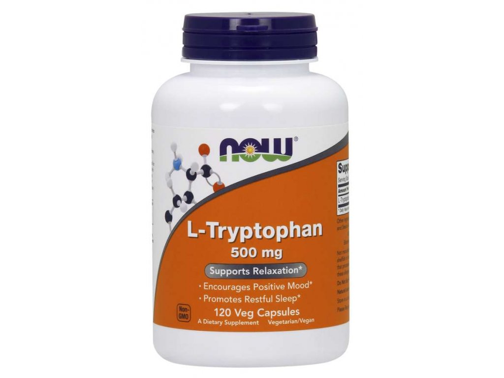  NOW L-Tryptofan 500 mg, 120 rostlinných kapslí